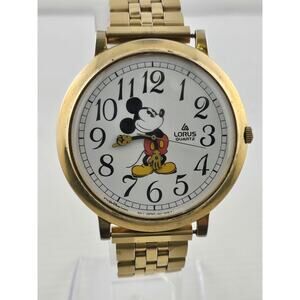 Mens Mickey Mouse Walt Disney Large Dial Lorus Moving Hands New Battery Runs